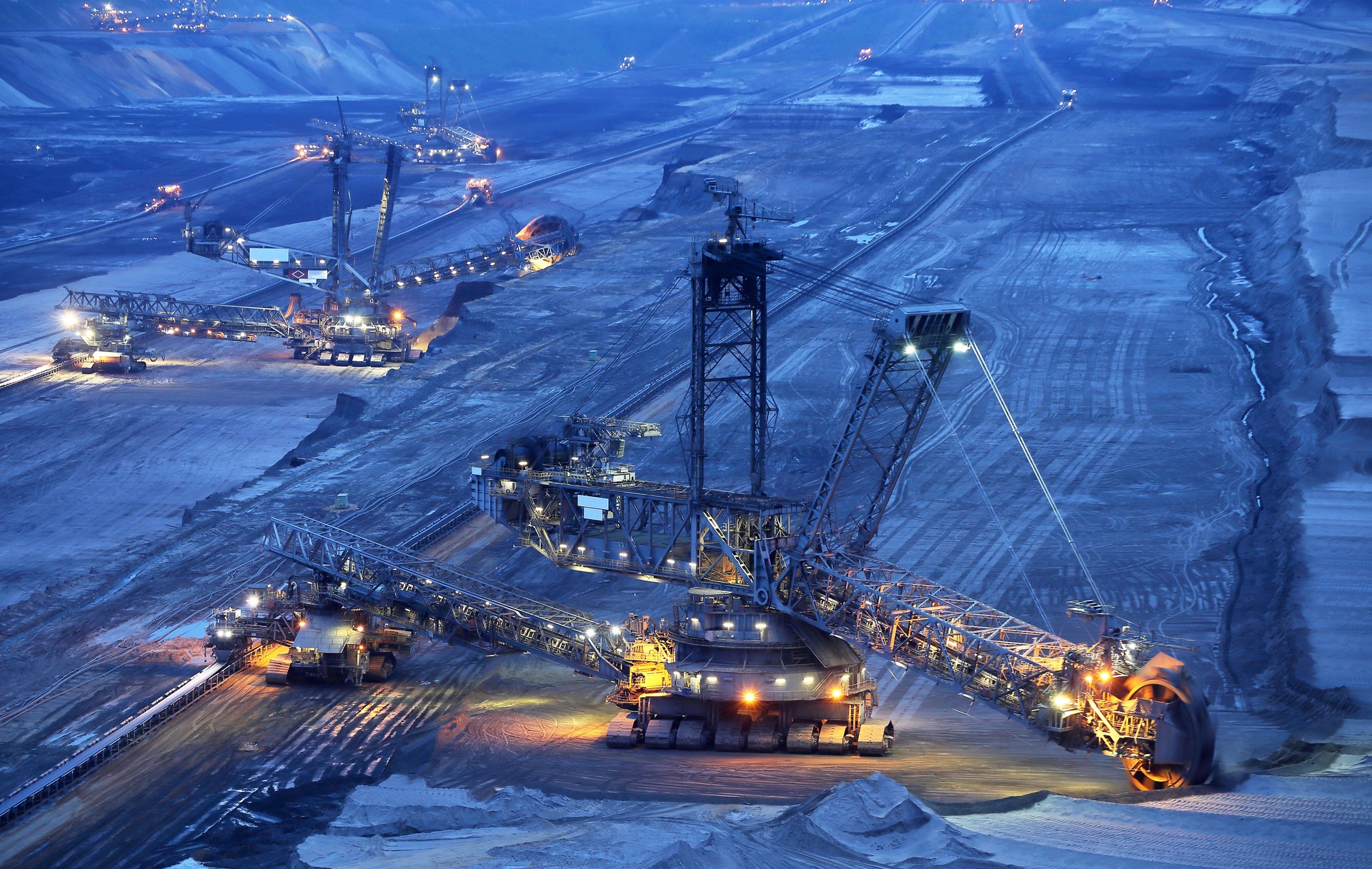 Large excavators in quarry